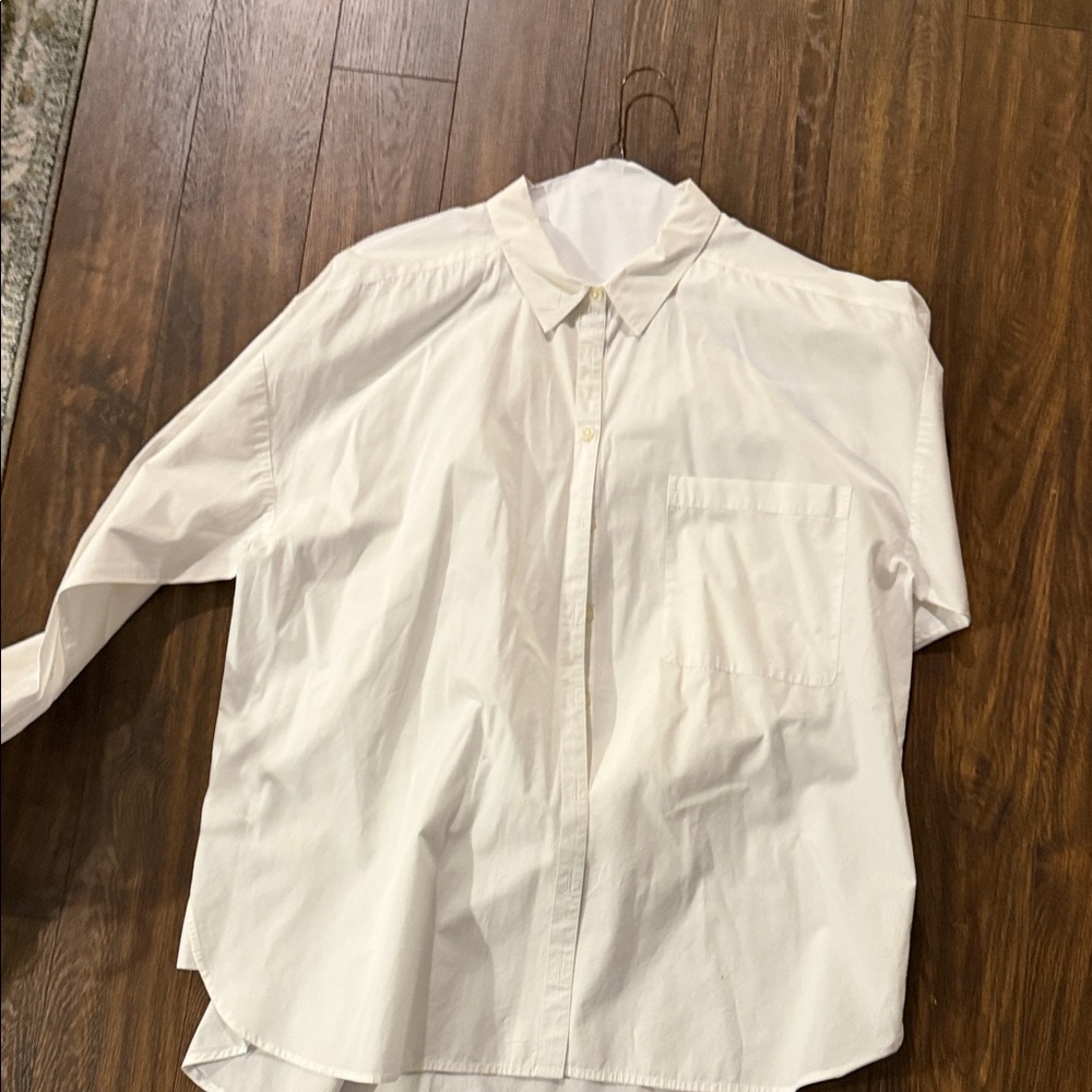 LOFT Women’s Oversized White Casual Button Down Shirt